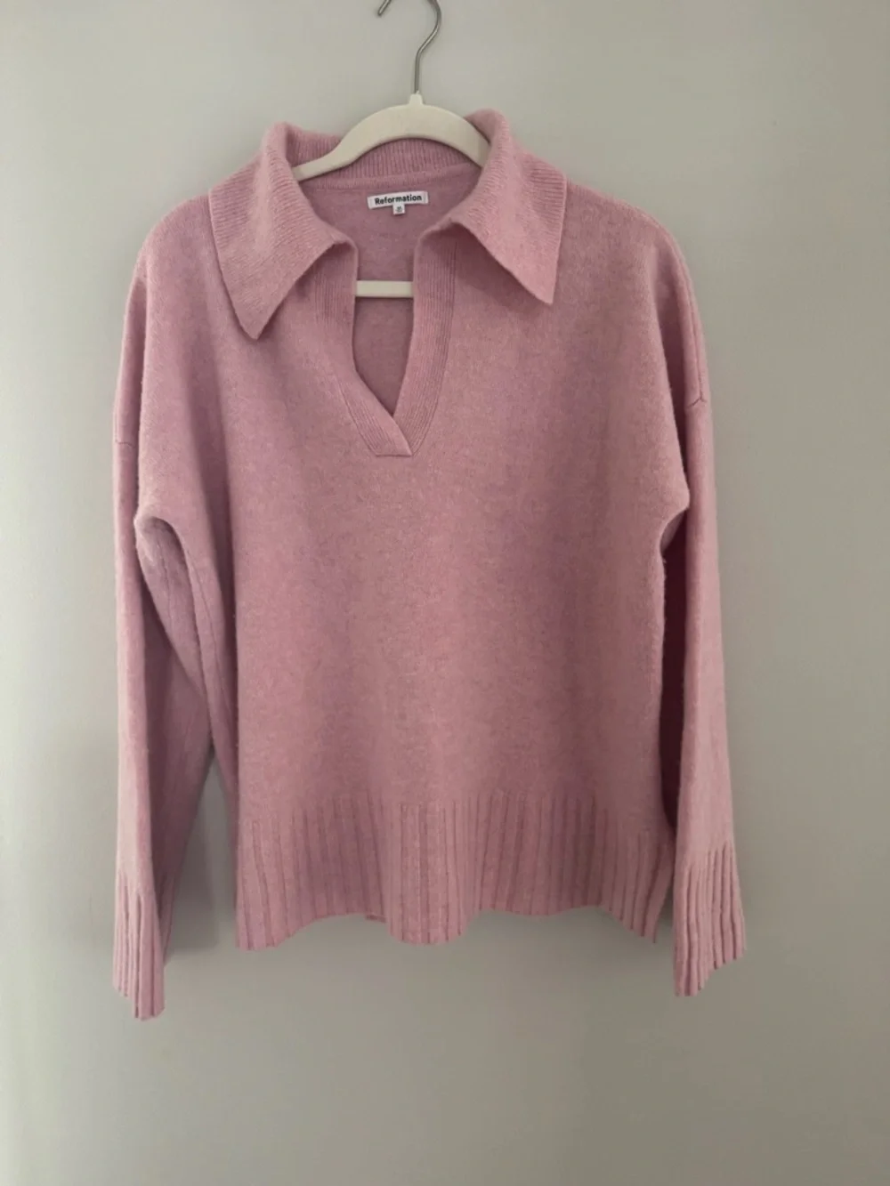Reformation Light Pink V-Neck Sweater